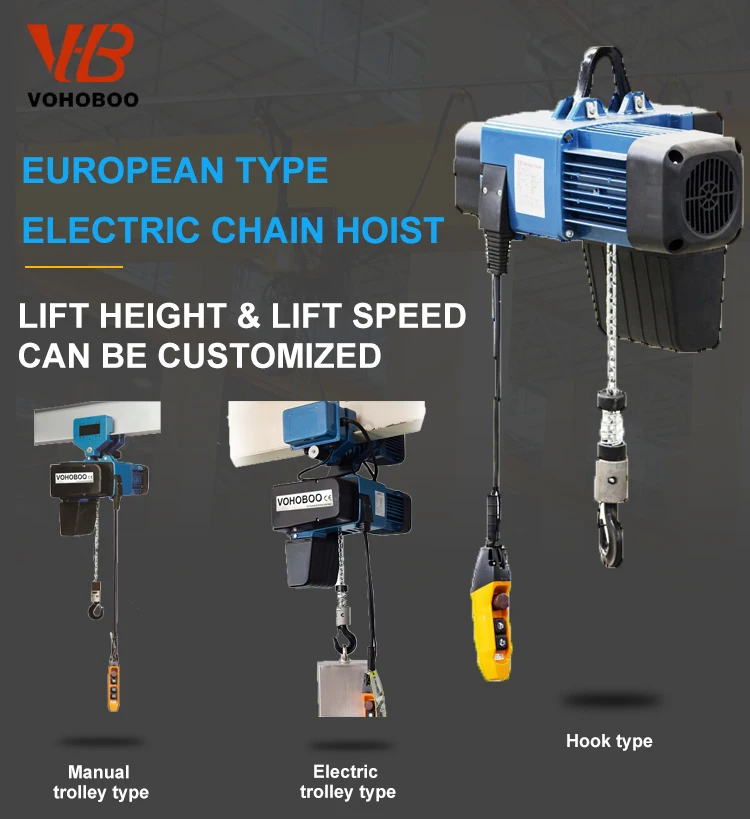 Metal Electric Chain Hoist for Industrial Use High Efficiency Motor Compact Body 0.5-2 Ton Load Capacity