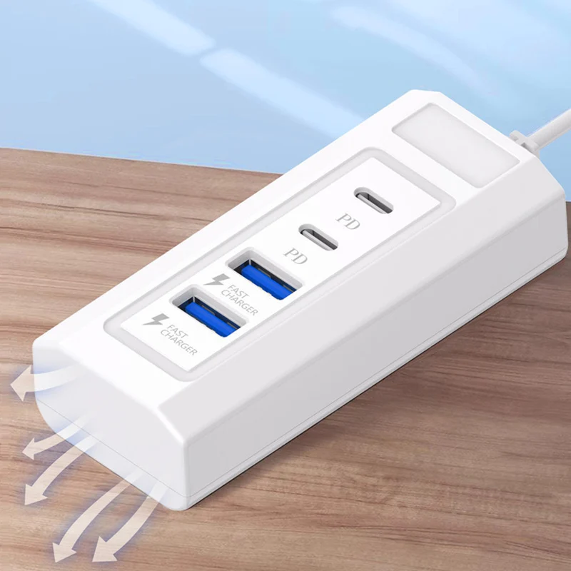 Adaptateur répartiteur de câble USB, 4 ports, type C, charge PD, S6, 5V, 25W, convertisseur d'extension d'alimentation pour téléphone et tablette