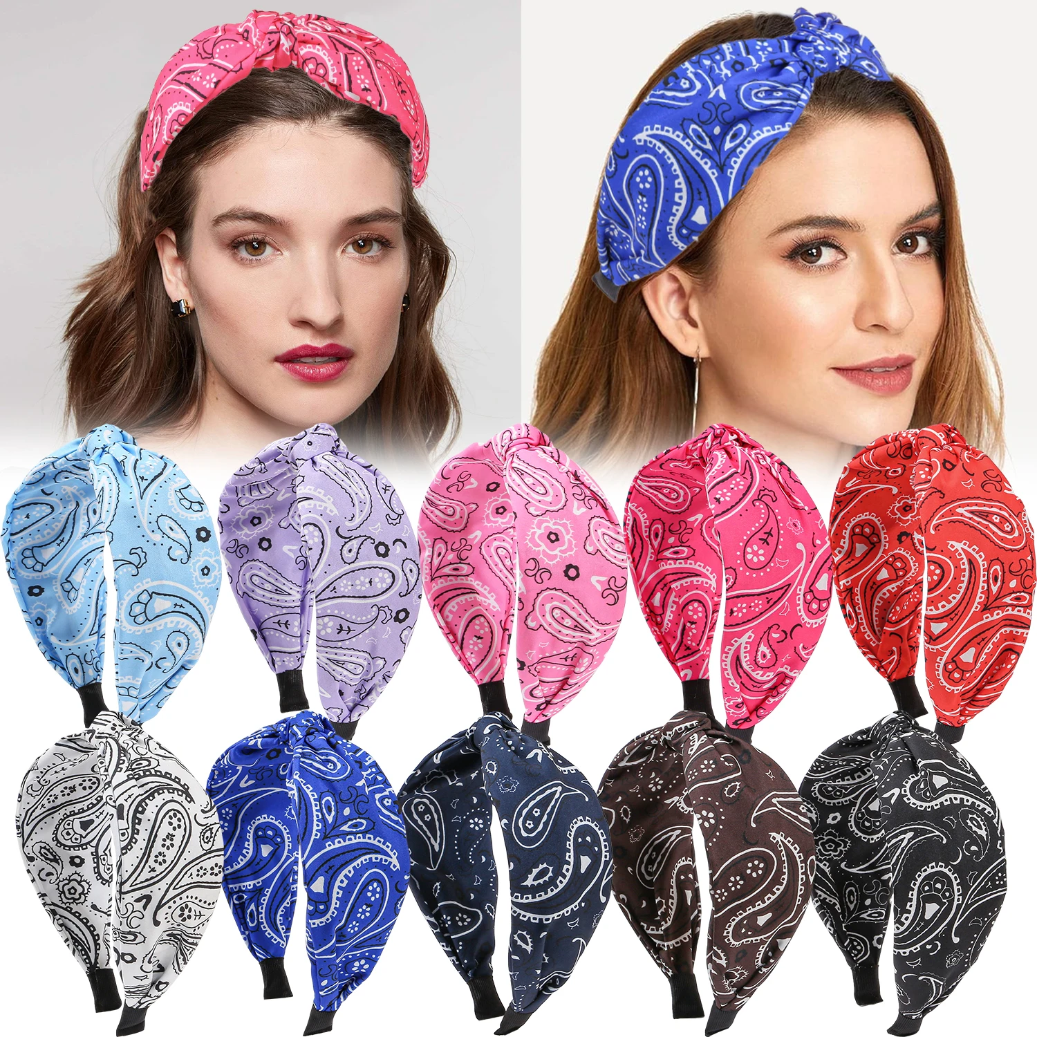 

1PC Women Headbands Paisley Hair Bands Knoted Turban Headband Stretch Twist Head Wraps Stripe Cloth Headbands for Women Girls