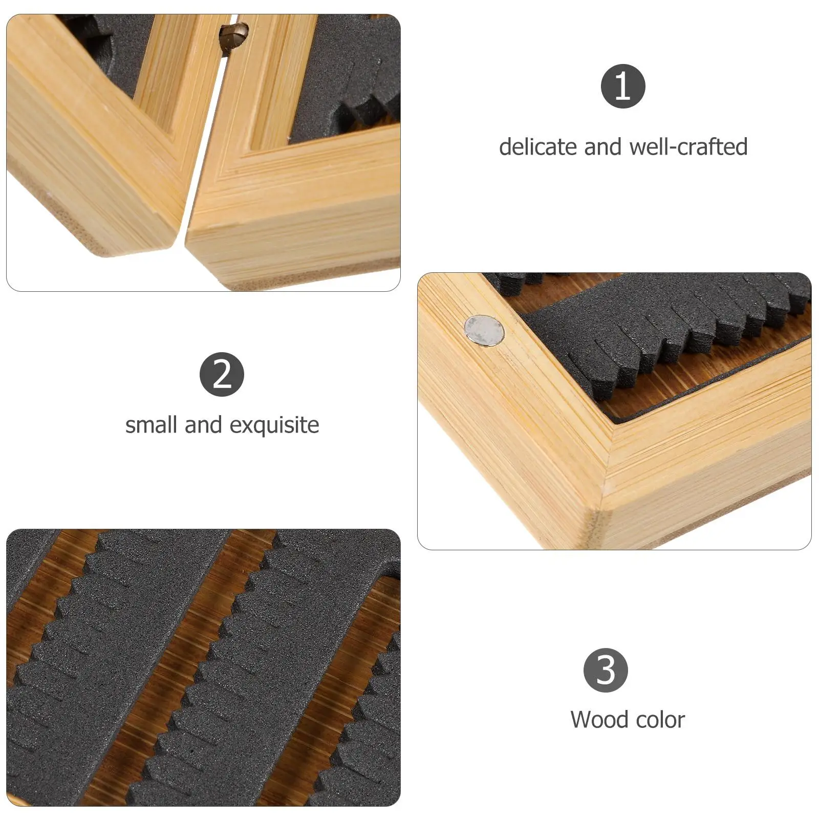 

Bamboo Fishing Box 143x94x38mm Wood Color Small Exquisite Micro Slit Foam Fly Fishing Storage Organizer Case