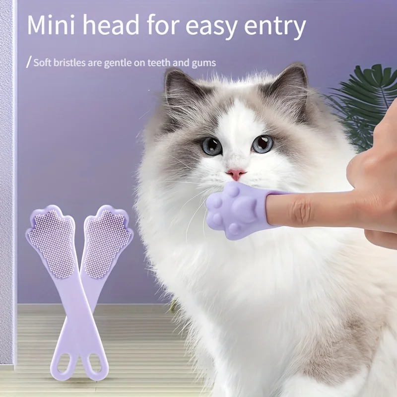 2Pcs/Pack Dog Super Soft Double Finger Toothbrush Pet Teeth Clean Bad Breath Care Silicone Tooth Brush Clean Tool Dogs And Cats