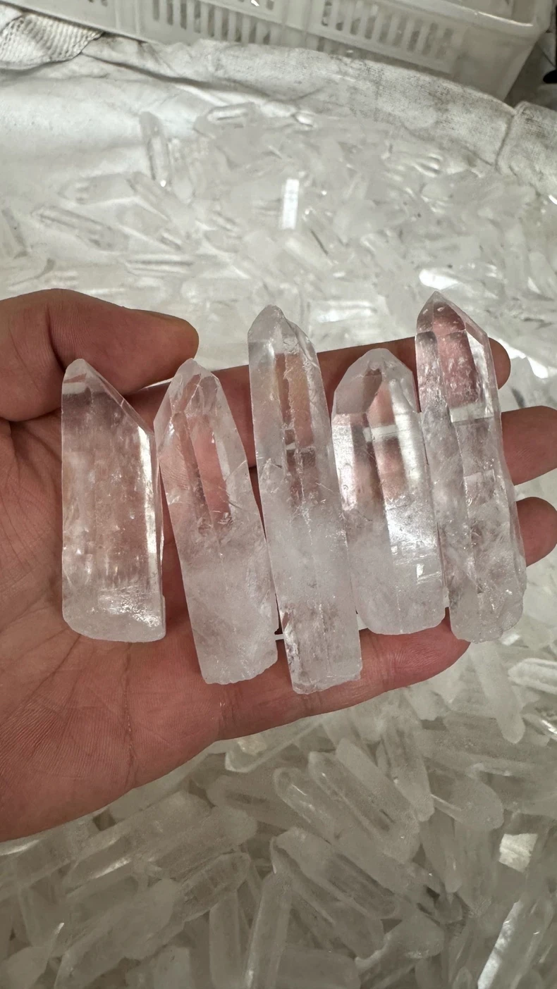 Lemurian Clear Quartz Crystal Points (By The 3 Pc ) Rough Raw Brazil