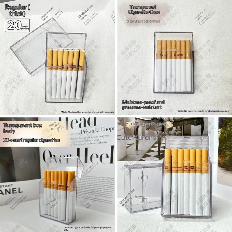 Slim Transparent Cigarette Case Holder 20 PCS, Men's Creative Simple Fashion High-End Pressure Resistant Flip