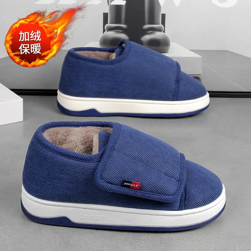 

New Winter Men Slippers Warm Cotton Shoes Men Indoor Fluffy Fuzzy Men Boots Outdoor Nonslip House Ankle Boots Shoes Men
