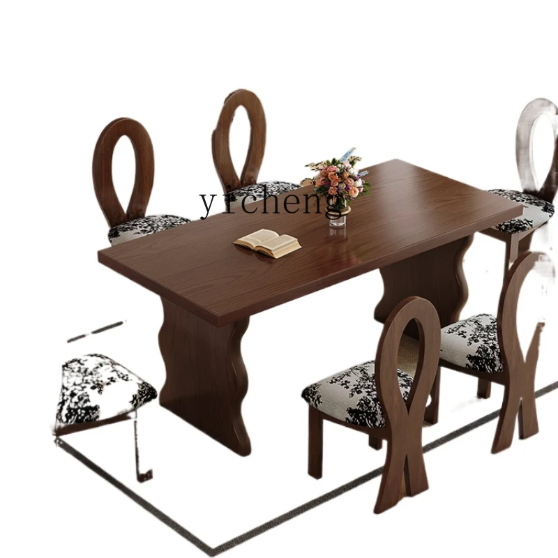 XL Ancient Style White Wax Dining Table and Chair Rectangular Table New All Solid Wood Rice Table