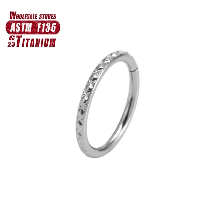 Titanium Septum Clicker Nose Ring with CZ Beads