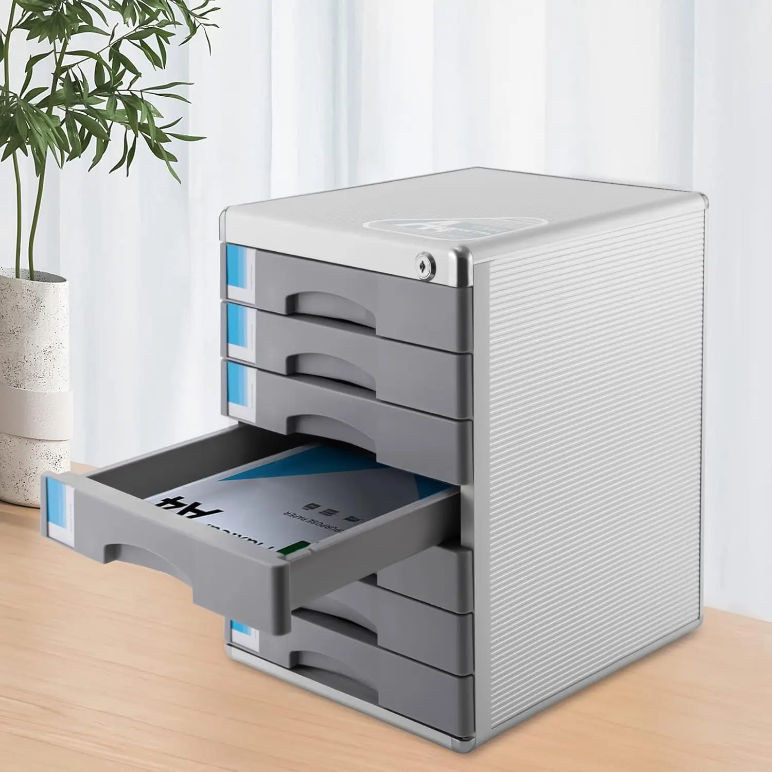 Desk Organizer 7 Drawers, Metal Desktop Storage Cabinet File Holder with Locks and Keys, Filing Case Literature for Office Home