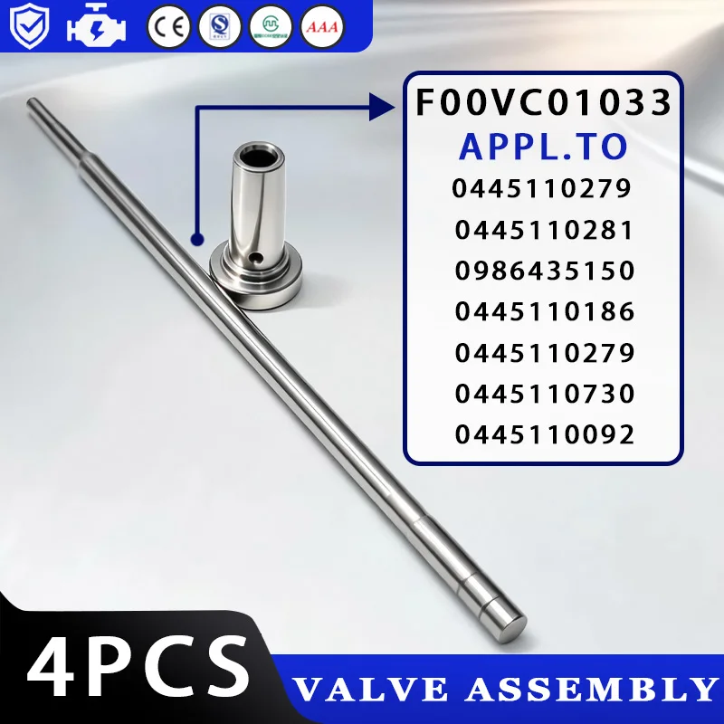 4Pcs F00VC01033 Common Rail Fuel Injector Control Valve Set For Injector 0445110186 0445110279 0445110730 0445110092 YF1133