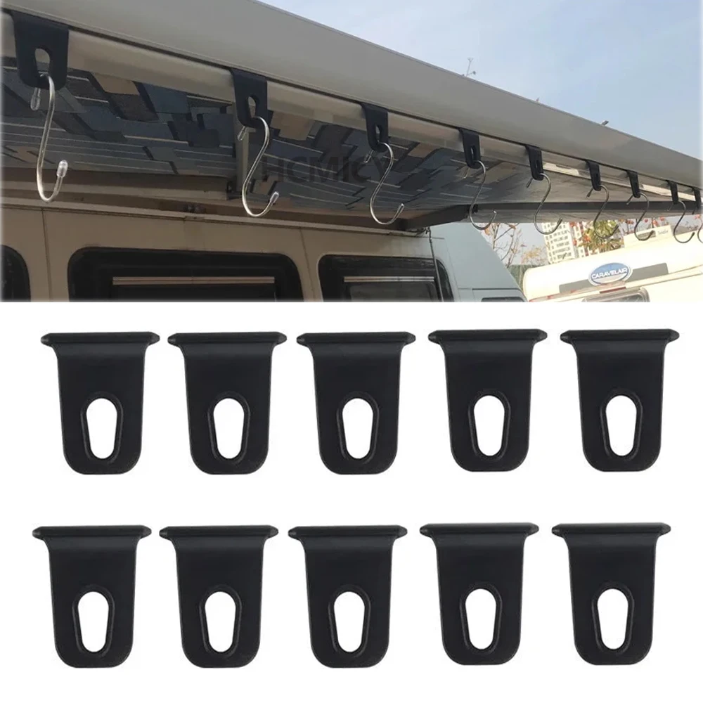 10Pcs RV Black White Hooks Outdoor Clothes/Shoes Hooks For RV Awnings Quick And Easy Installation Camping Accessories