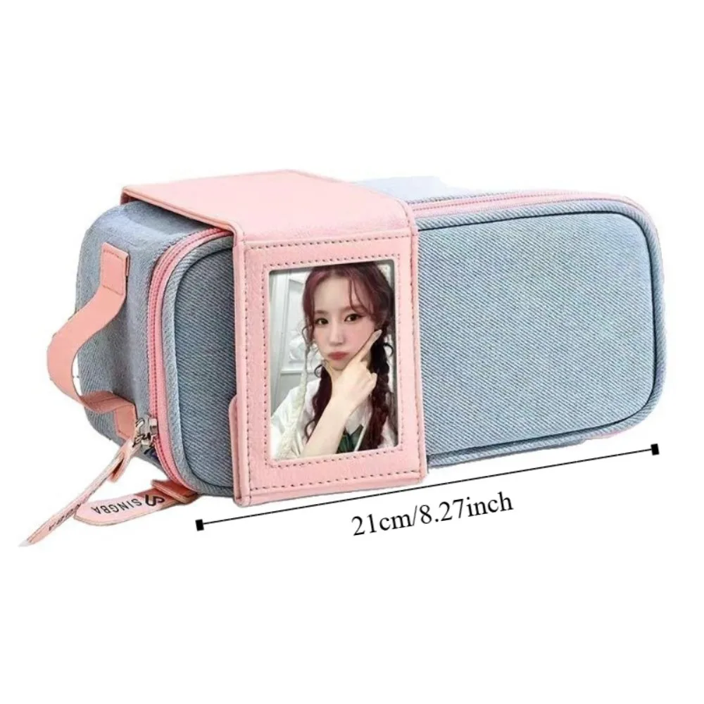 Solid Color Large Capacity Pencil Case Simplicity Design Korean Fashion Stationery Bag Large Capacity Scrapbook Pen Organizer