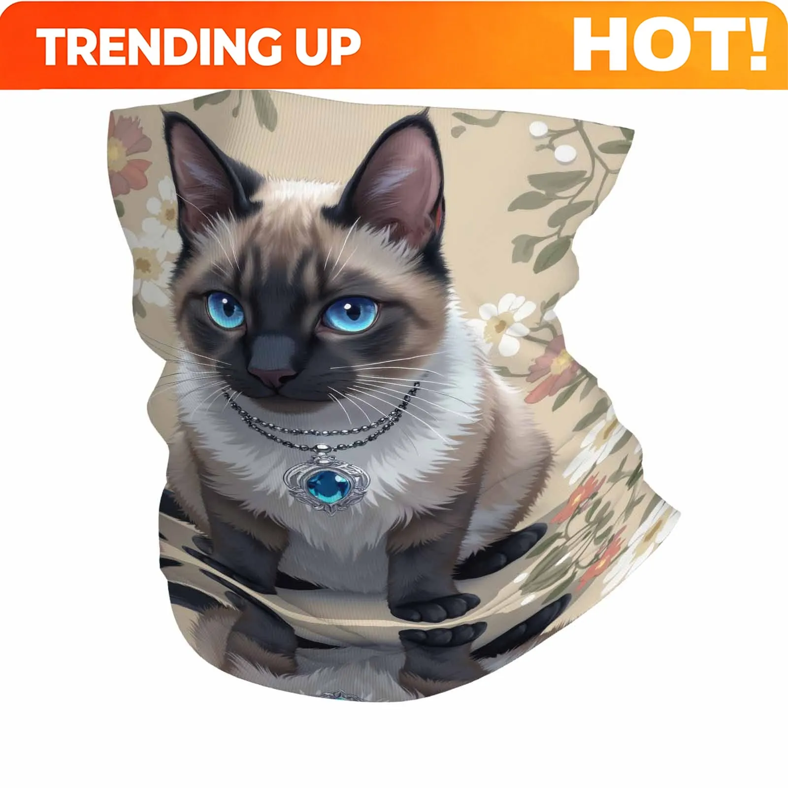 Customization Cat, Mirror Reflection, Floral Pattern Novel Design Multi-Functional Printed Scarf Suitable For Outdoor Men Women