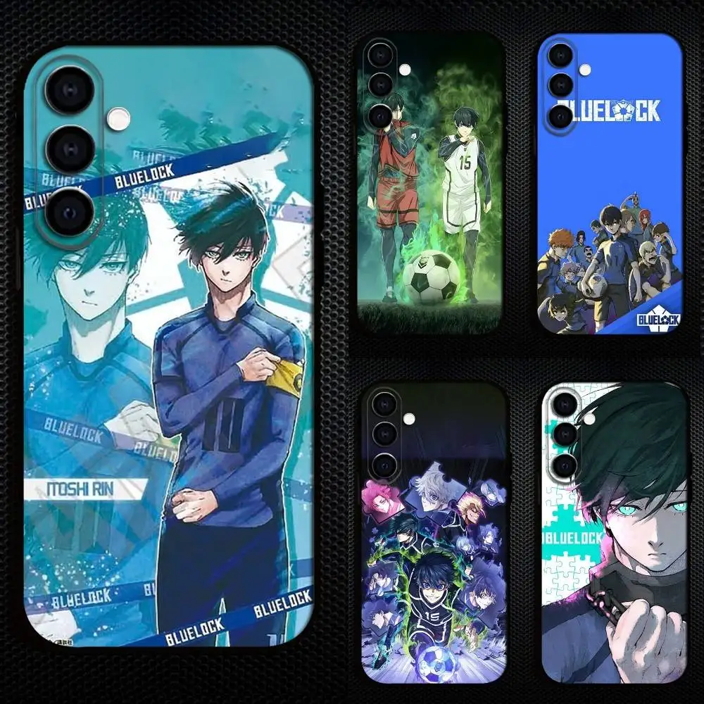

B-Blue L-Lock Anime Phone Case For Samsung Galaxy A73,A72,A71,A70,A53,A52,A51,Others Soft Black Cover