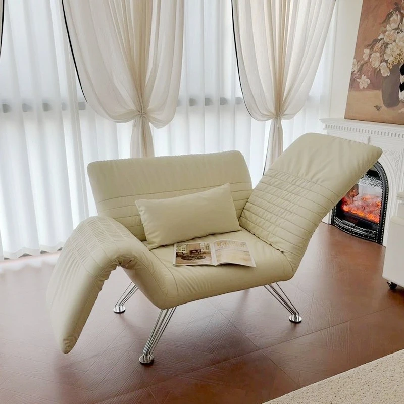 

Multifunctional folding sofa chair minimalist leather lazy leisure chair Bauhaus style butterfly recliner household