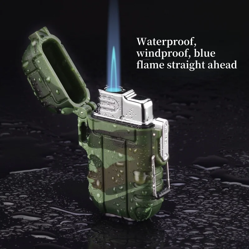 

PortableOutdoor Camping ABS Sealed Waterproof Cigar Lighter Windproof Blue Flame Straight Punch Lighter Men's Camping Small Tool