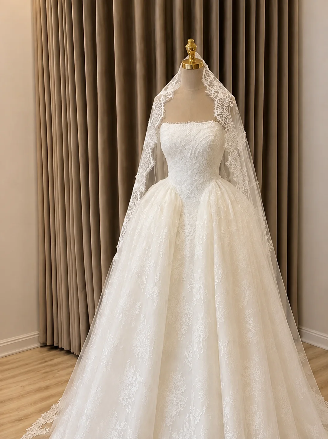 Luxury Lace Ball Gown Wedding Dress Strapless Corset Back Princess Bridal Gown Long Train Custom Size Customiz Vestido De Novia