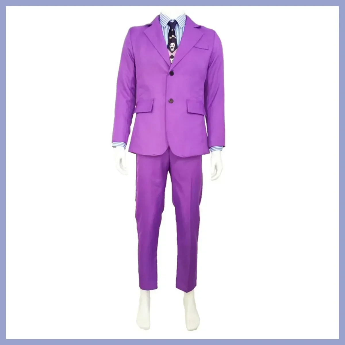 

Anime Cosplay Costume Purple Suit Uniform Striped Shirt Wig Adult Men Carnival Suit