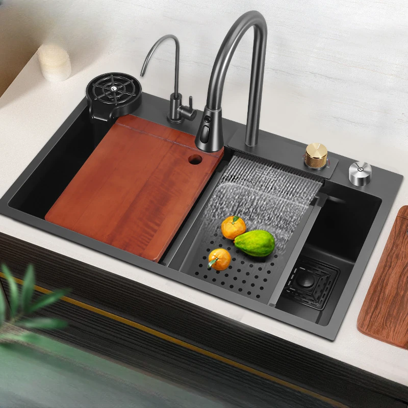 

rain sink integrated handmade basin, dishwashing sink sink set, vegetable washing basin, large single slot