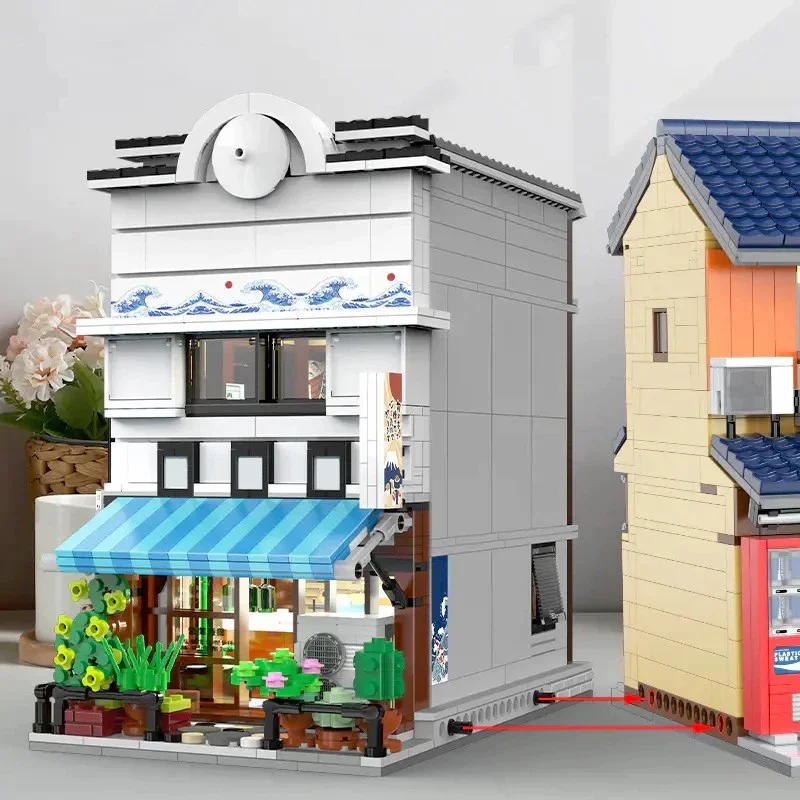 السوشي الياباني منزل وحدات اللبنات 1 الشكل مدينة مطعم شقة مخزن العمارة الطوب أطقم منمذجة الهدايا 1665 قطعة #3