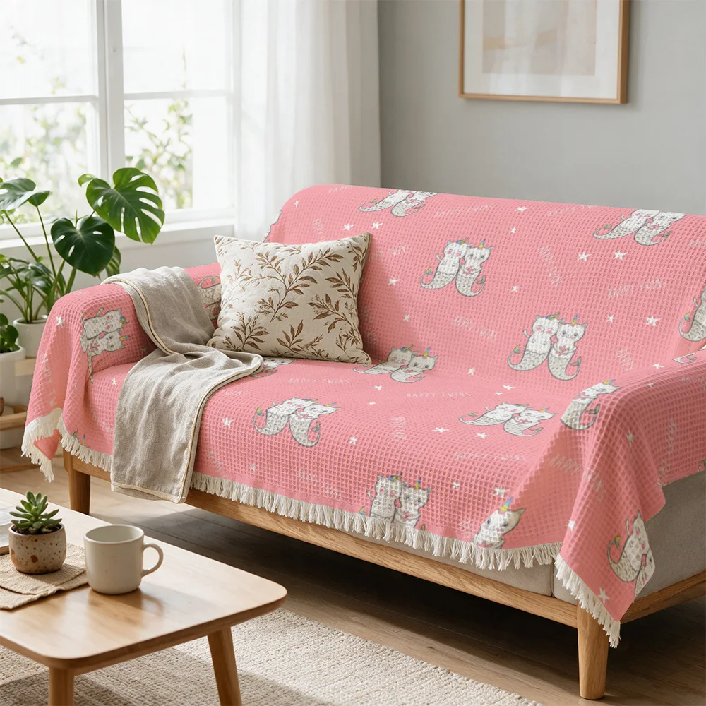 Cute Pink Throw Blanket Sofa Couch Cover Decorative Cozy Living Room Accent Machine Washable Whimsical Home Decor Gift