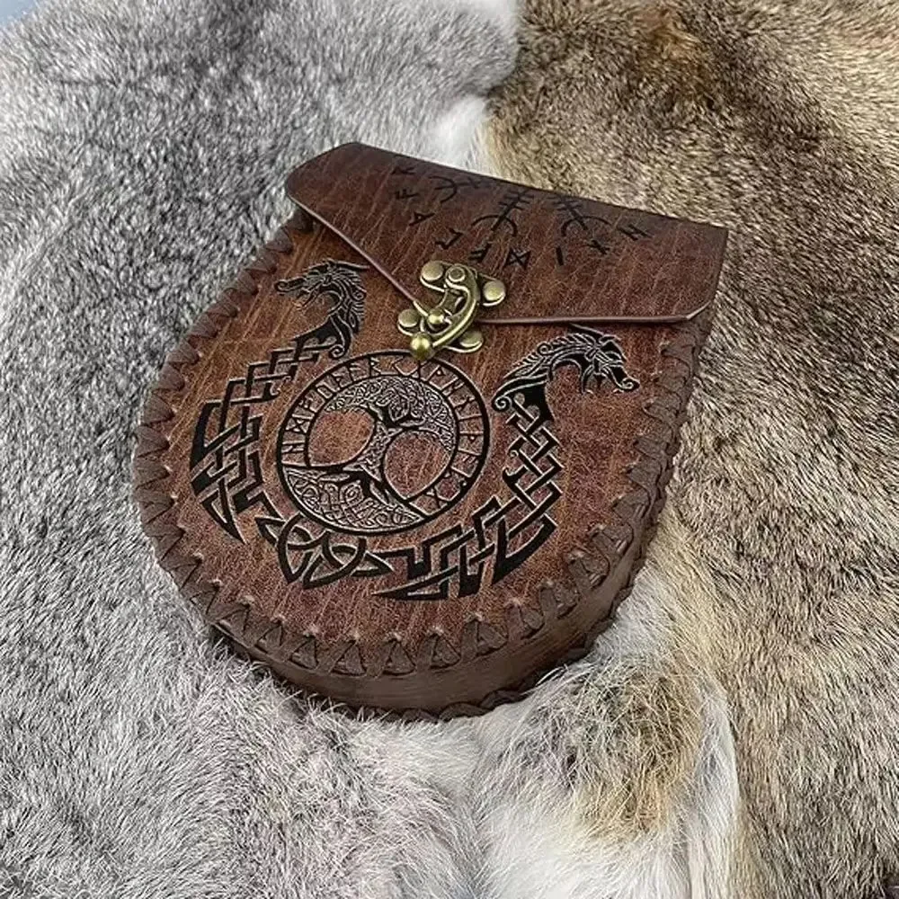 กระเป๋าหนัง PU สำหรับใส่ลูกเต๋า DND ลายเซลติก 5 แบบ กระเป๋าใส่ของน่ารักแบบมีเชือกสำหรับเล่นเกม D&D ของขวัญแนว RPG กระเป๋าใส่เหรียญ ใหม่