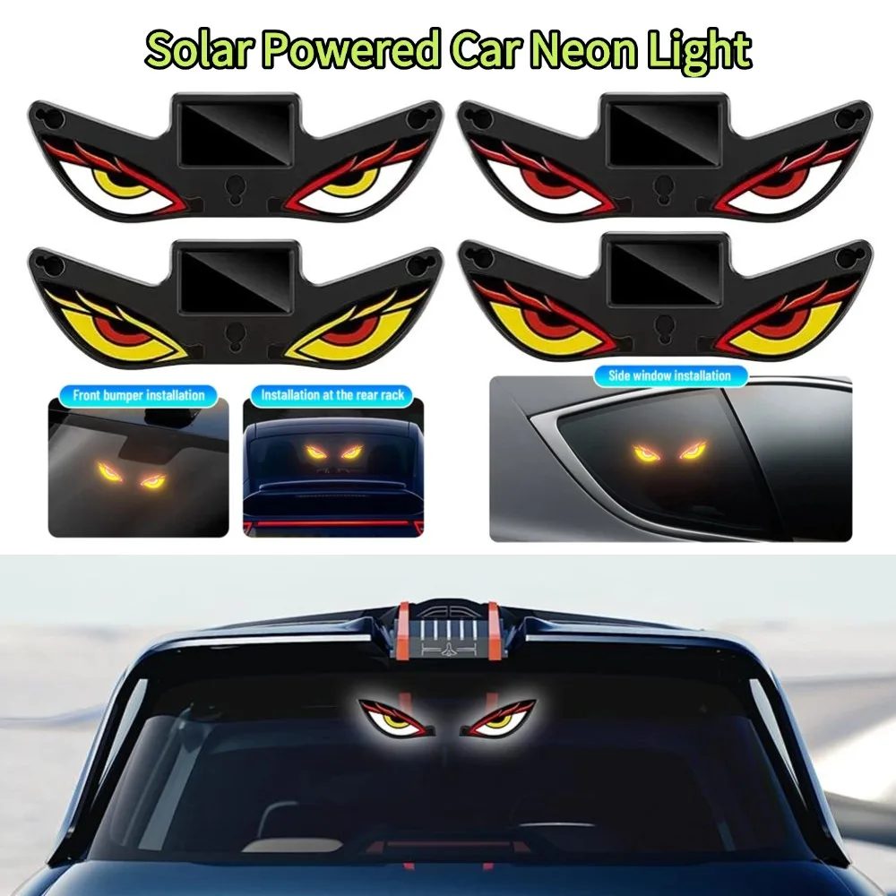 Car Warning Light Devil Eye Ambient Lamps Rear Window Anti Rear End Signal Lights Dynamic Expression Neon Lamp Car Accessories