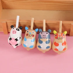 3Pcs Cute Wooden Animal Milk Cow Spinning Top Toys for Kids Birthday Party Favors Baby Shower Pinata Fillers Kindergarten Prizes