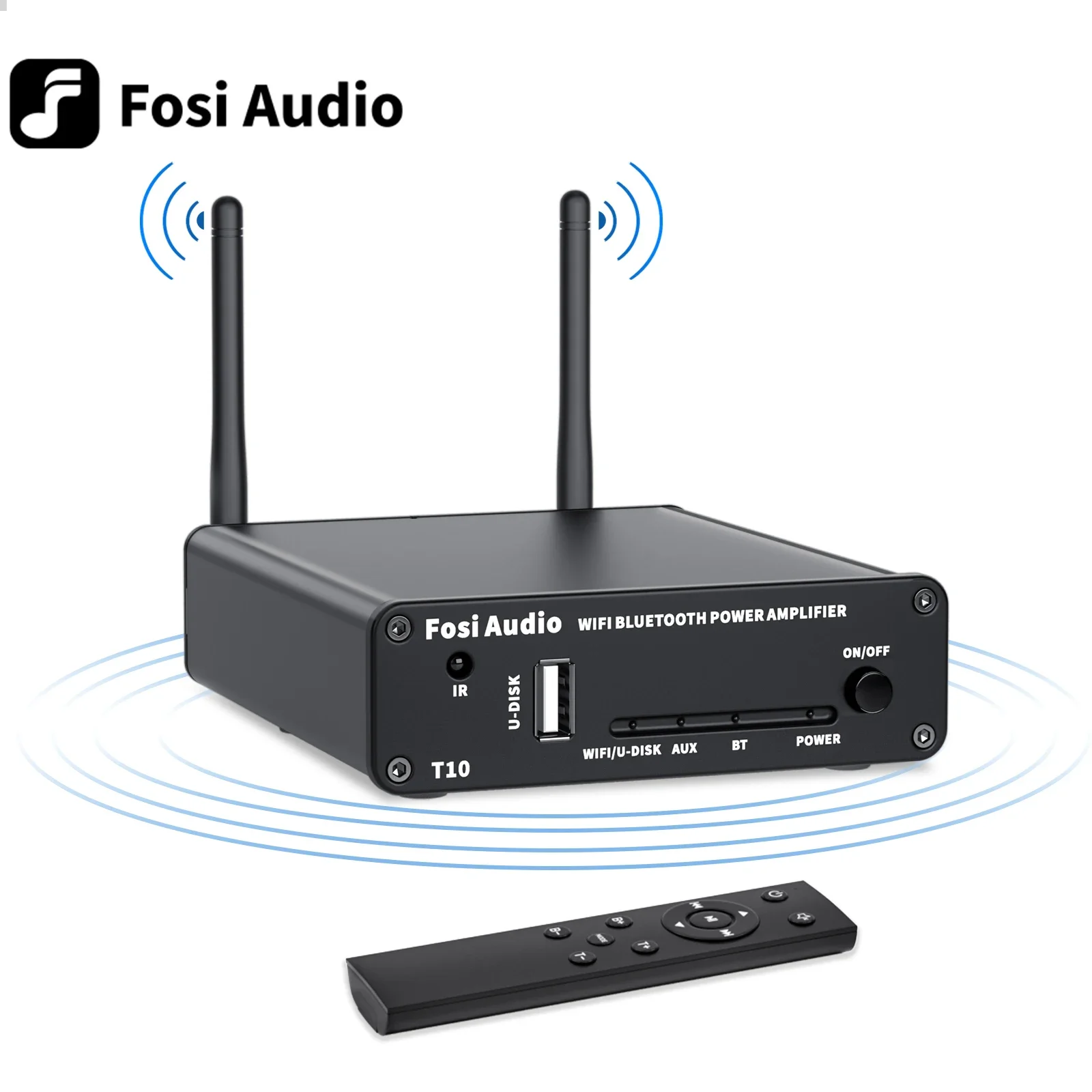 

Fosi Audio T10 Stereo Sound Amp TPA3116 100W Powerful Audio Wifi Amplifier With Wi-Fi 2.4G Blue U-disk APP Remote Control CB