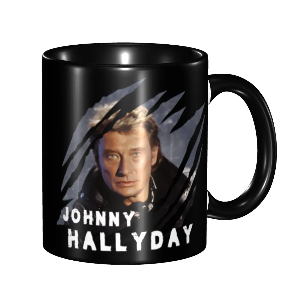 DIY French Rock Legend Johnny Hallyday Ceramic Mugs Customized Coffee Cups Creative Gift