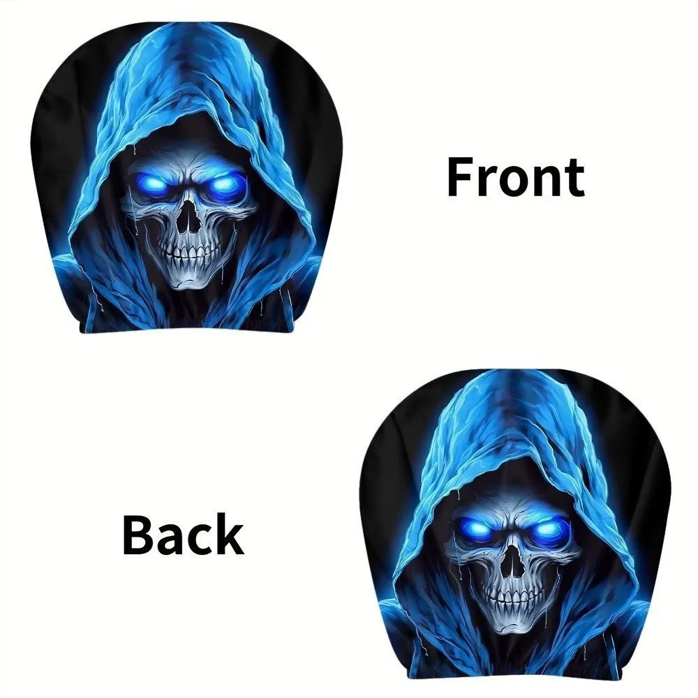 2PCS Elastic Halloween Car Headrest Covers Scary Face Print Breathable Seat Headrest Protectors Universal Washable