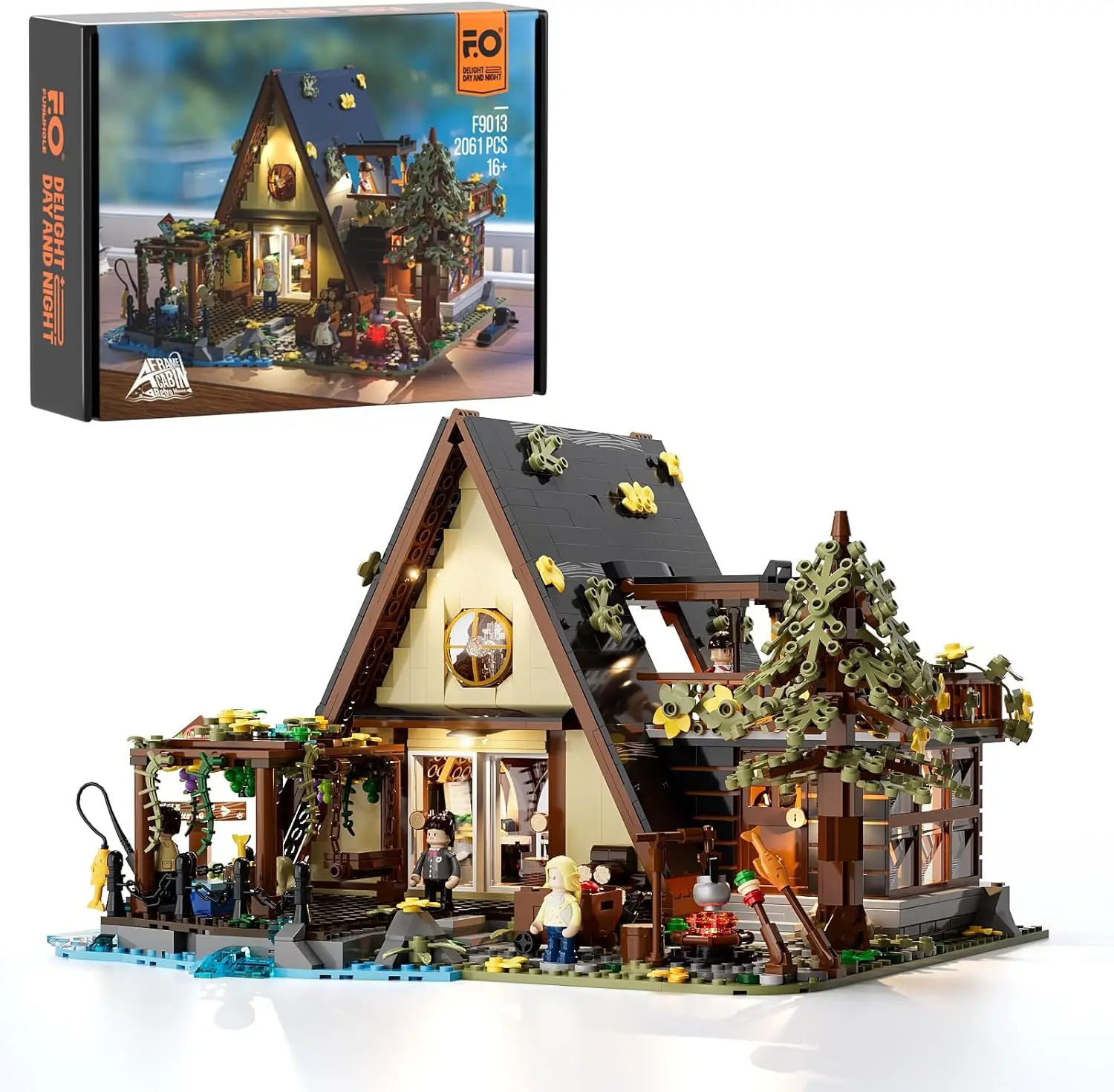 

A-Frame Cabin Lighting Building Bricks Set - 2061 PCS Adult Construction Building Model Set for Adults and Teen