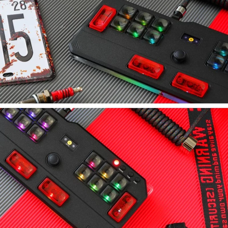 DOIO KBGM M01 Keyboard Gaming Aluminium Profil Rendah Sakelar Magnetik RGB Pengendali Game Musik untuk OSU/DJMAX/Muse Dash/EZ2ON