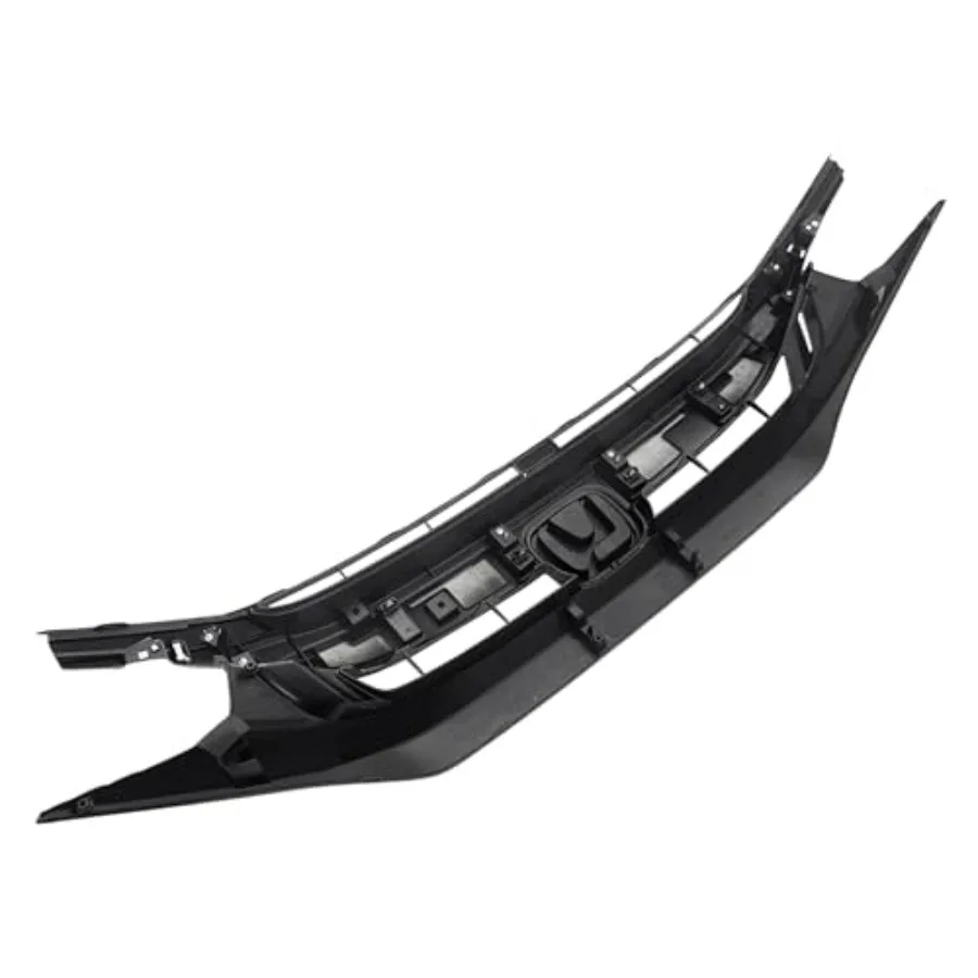 3 قطعة شبكة المصد الأمامي شواية سوداء لامعة مع زخرفة قولبة لعام 2019 و 2020 Honda Civic مظهر هوائي محسن و #2