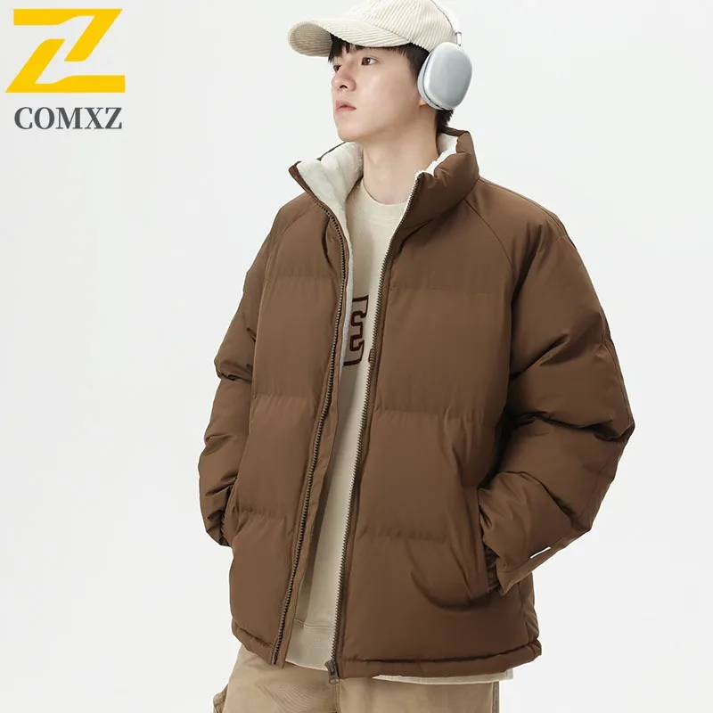

COMXZ Men Cotton Coat Autumn Winter Snow Thickened Youth Warm Jacket Outerwear Parkas Trendy Streetwear Lightweight Coat