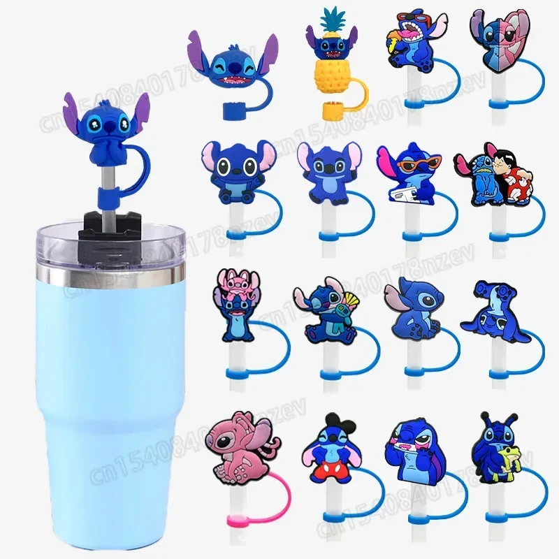 

Disney Stitch Cute 10MM Drink Straw Plug Reusable Splash Proof Drinking Cup Straw Cap Pendant for Kids Cartoon Party Props