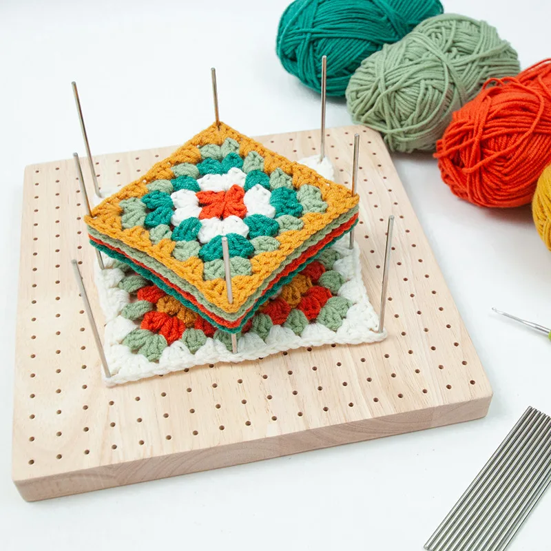 Kit papan penghalang Crochet kayu dengan pin batang baja tahan karat untuk tikar penghalang Crochet rajut kerajinan papan rajut