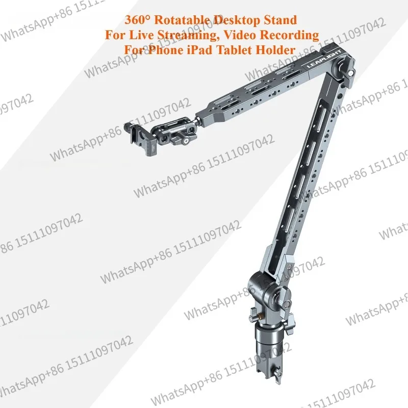 Aluminum Alloy Boom Arm Stand, 360° Rotatable Desktop Mount for Live Streaming, Video Recording, Phone iPad Tablet Holder