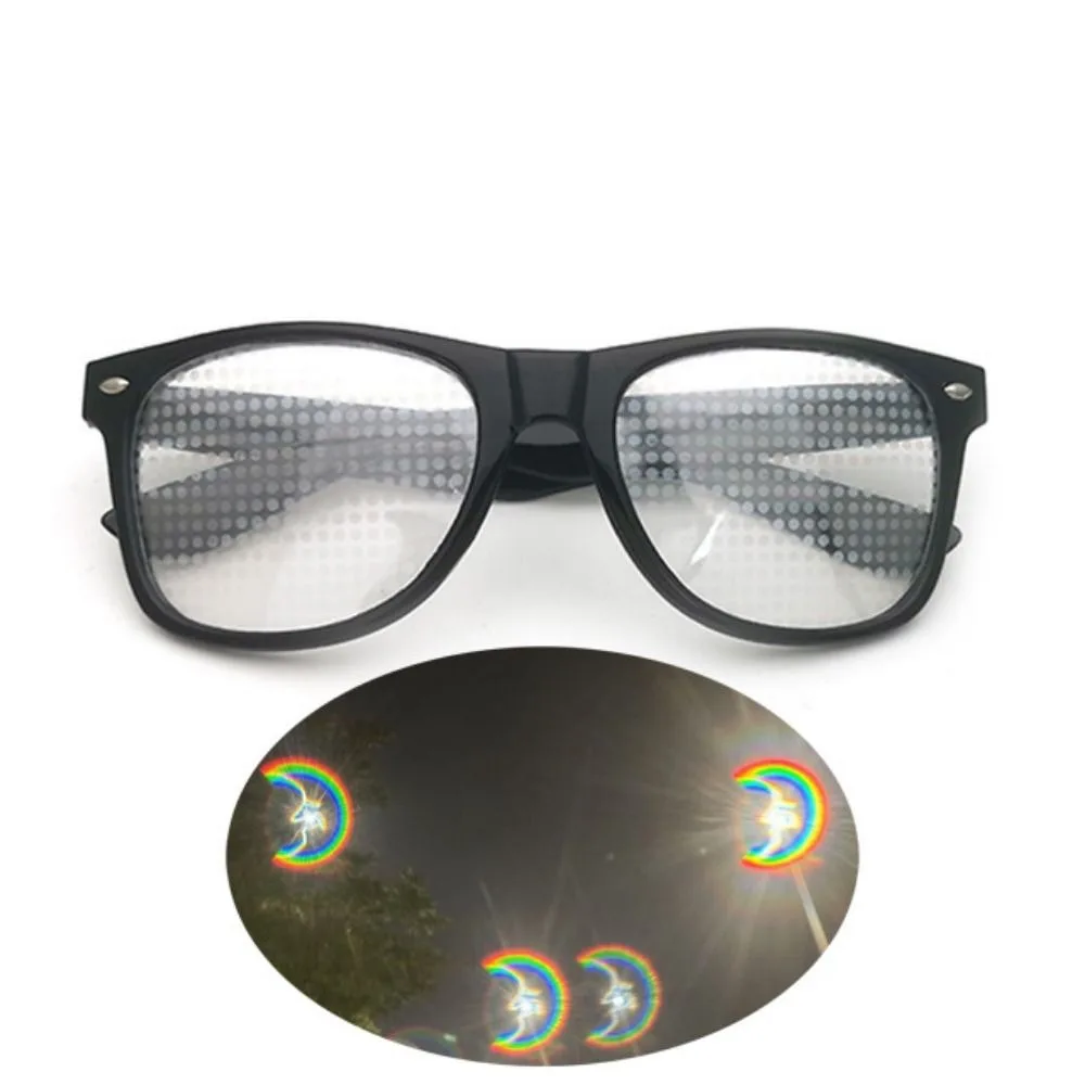 Unique Diffraction Glasses Light Refraction Heart Star Snowflake Special Effect Glasses Clear/Gray Lens Funny