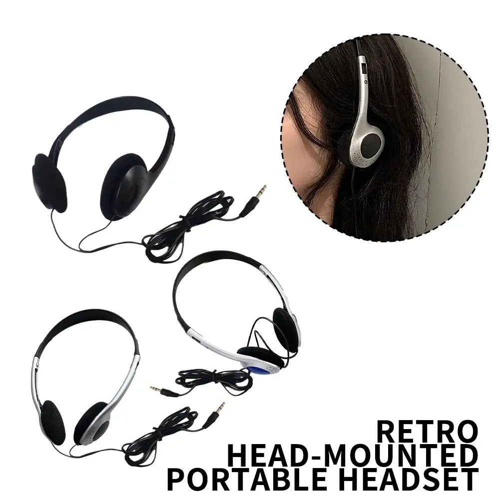 On-Ear Wired Stereo Headphone, Retro 90S Headphones Single 3.5mm Plug, Lightweight For Laptops, Tablets, Phones & CD Player