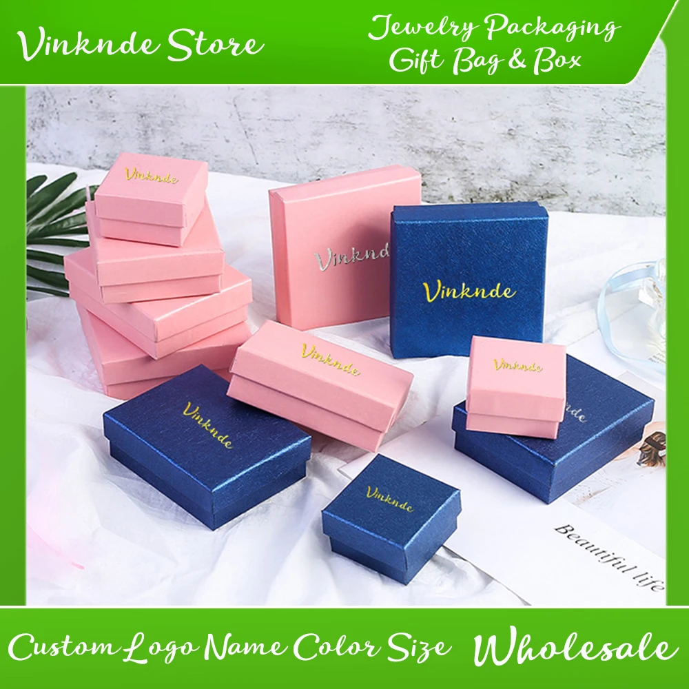 

DIY Customized Paper Cardboard Jewelry Packaging Box 50Pack Wedding Gift Boxes Necklace Earring Bracelet Ring Jewellry Organizer