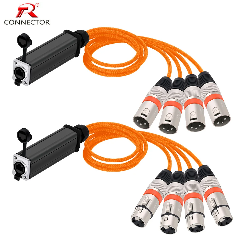 

Переходник RJ45 CAT5 «мама» на 4-канальный 3-контактный многосетевой удлинитель XLR, аудиокабель, сплиттер XLR для сцены и студии