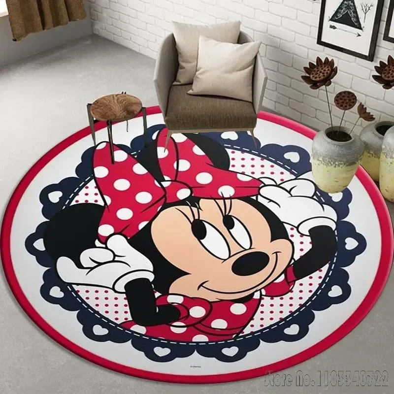 Disney Star Mickey Mouse Minnie Round Rug Carpet 80cm Chair Non-slip Floor Mat Crawling Game for Kids Living Room Decor