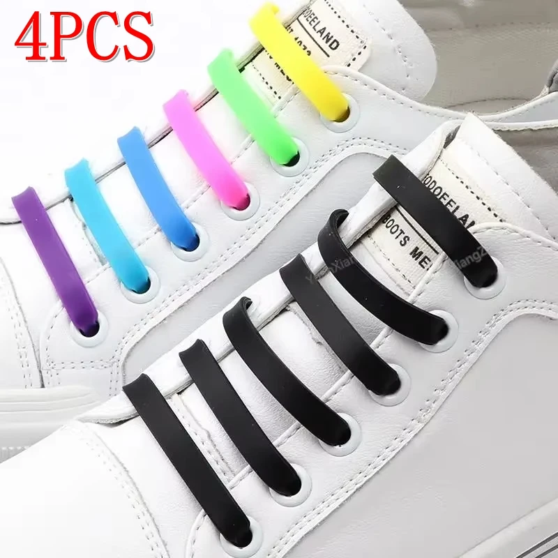 12 Stück Silikon-Schnürsenkel ohne Krawatte, elastische Schnürsenkel, Sneakers, Schnürsenkel für Schuhe, Kinder und Erwachsene, Gummi-Schnürsenkel, Einheitsgröße, passend für alle Schuhe
