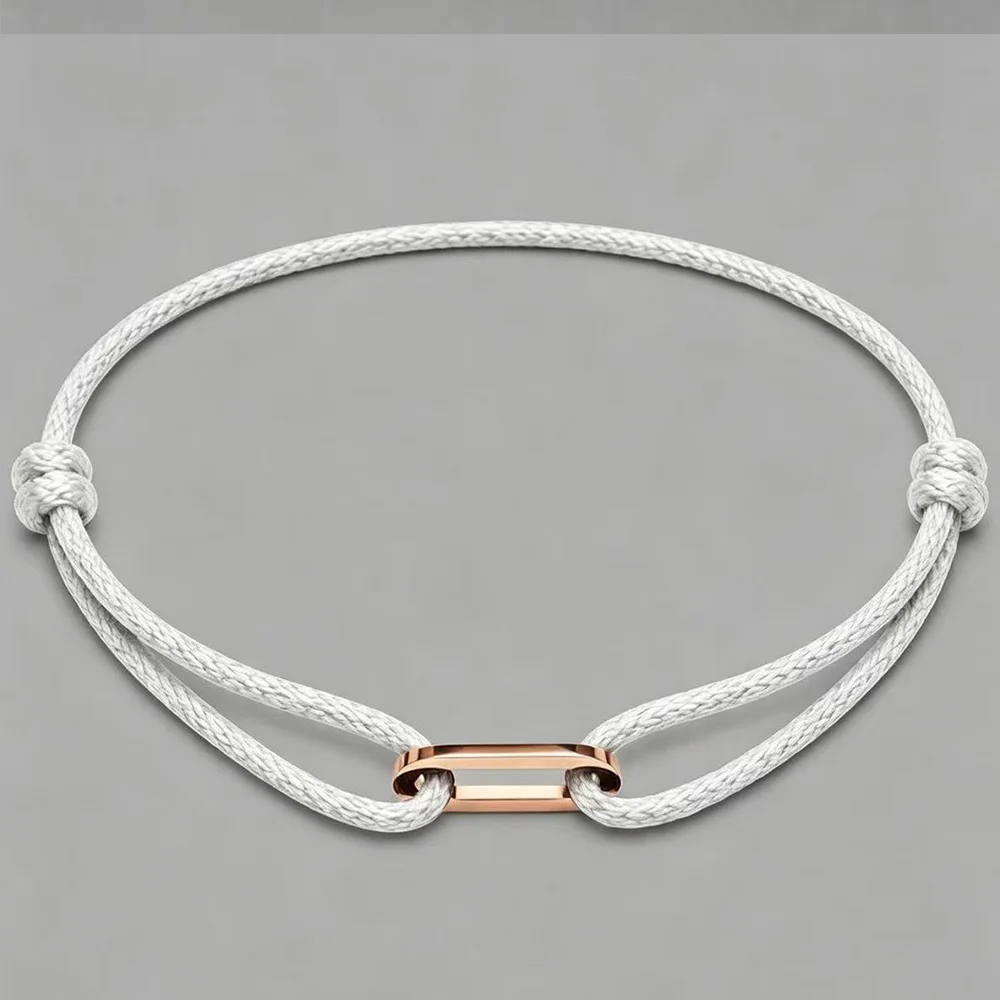 Zalman Einfaches Rundes Ovales Schnallen-Armband Geflochtenes Verstellbares DIY Buntes Seil-Armband für Damen und Herren Edelstahl-Schmuck – Detail 9