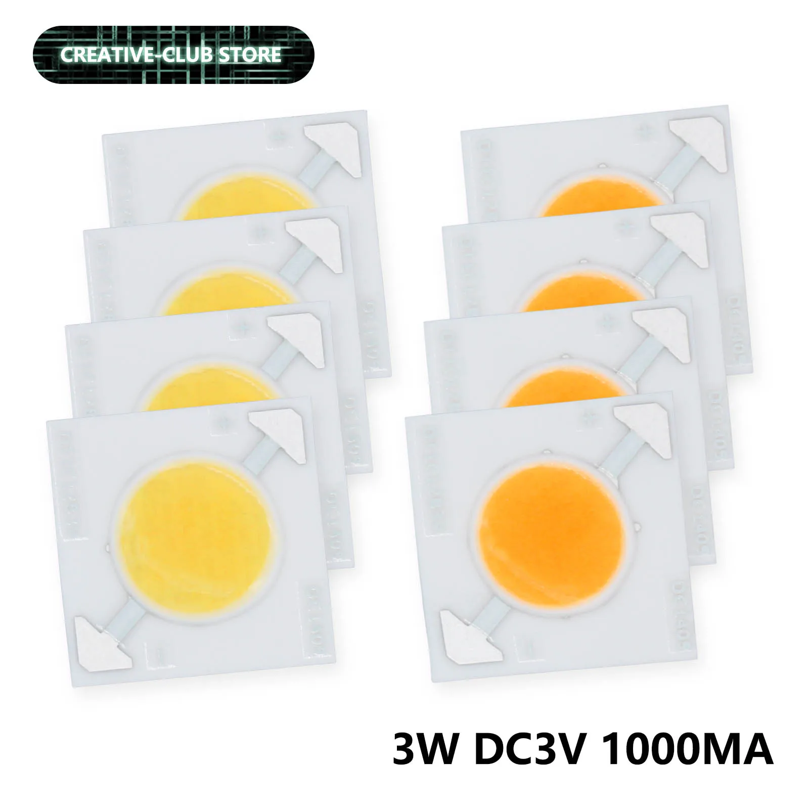 

1-10pcs 3W High Power COB LED Chip for Spotlight Floodlight DC3V 1000mA Ceramic White Warm Surface Light Source LED Light Beads