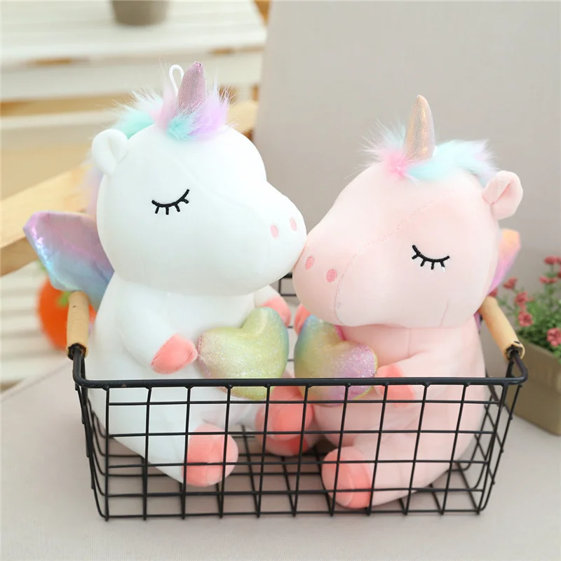 Fantastic 25cm Unicorn Plush Toy Rainbow With Wings Stuffed Soft Unicornio Doll Toys for girl Children Birthday Xmas Gift Pillow