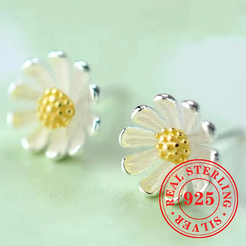 Huitan Plata de Ley 925 auténtica pendientes innovadores con diseño de flores para mujer, accesorios bonitos y encantadores, dijes, joyería de fiesta