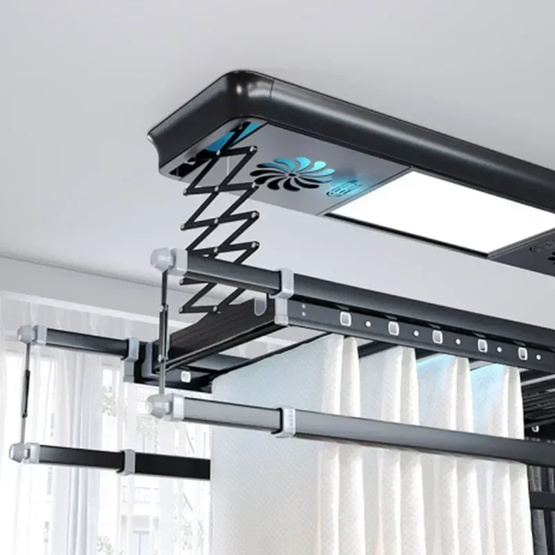 1pc Electric Drying Rack Balcony Intelligent Remote Control Automatic Lifting Hanger Home Four Rod Telescopic Drying Rack
