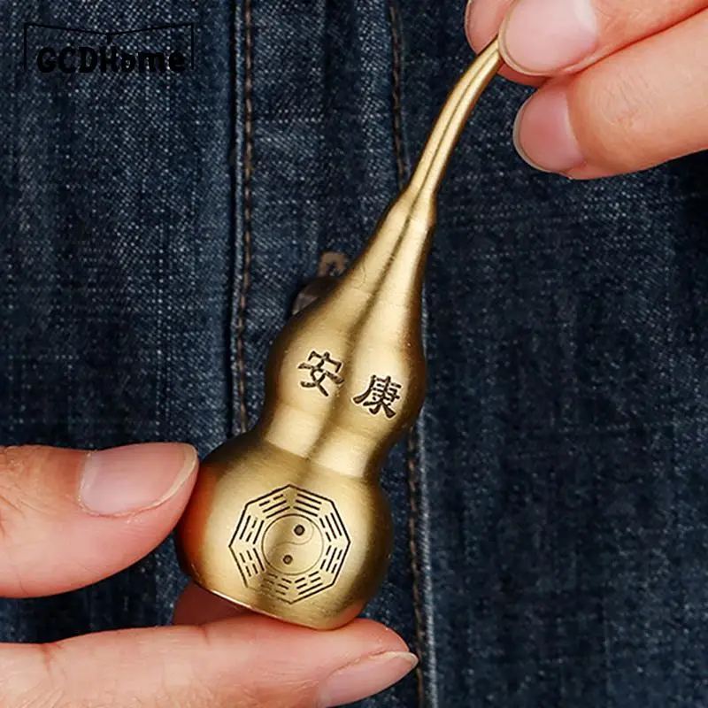 Chinese Good Luck Gourd Figurine Brass Feng Shui Home Decor Craft Bagua Diagram Pattern Charm Amulet Statues Sculpture Gift