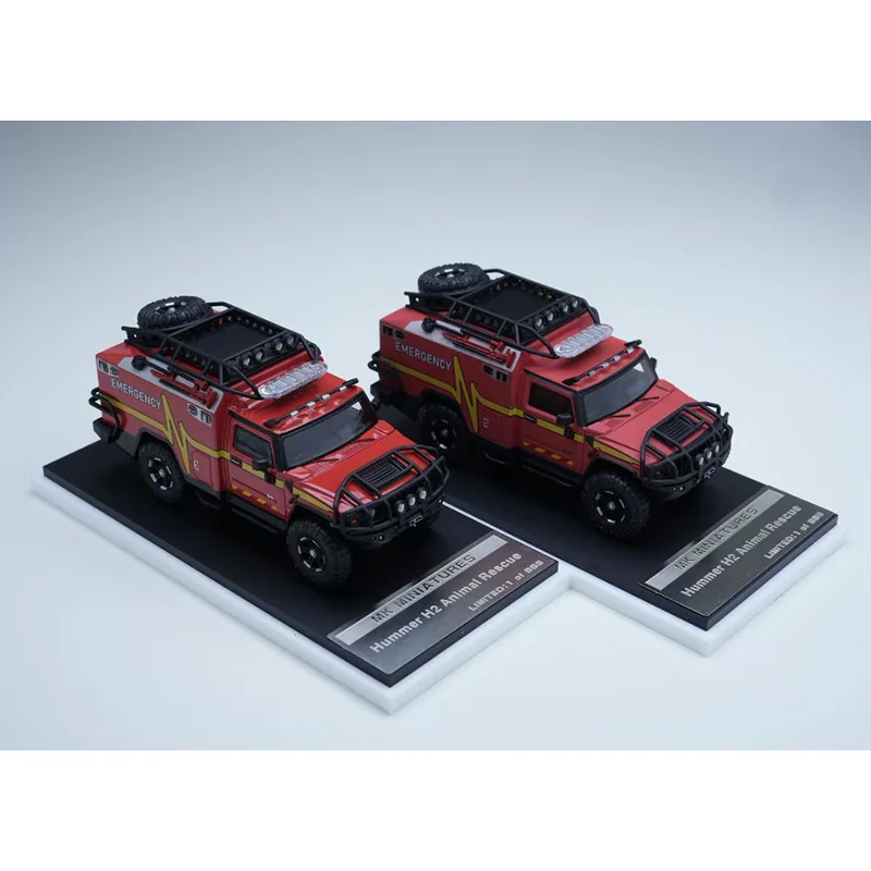 

MK 1/64 Scale Hummer H2 Ambulance Blackened Version Alloy Simulation Car Model Collection Ornament