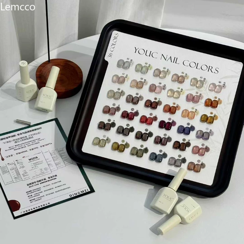 Lemcco NO Hema NO TPO 36pcs Cat Eye Gel Polish Set With Color Board Magnetic Gel Nail Set Soak Off UV LED Cat's Eye  Nail Gel